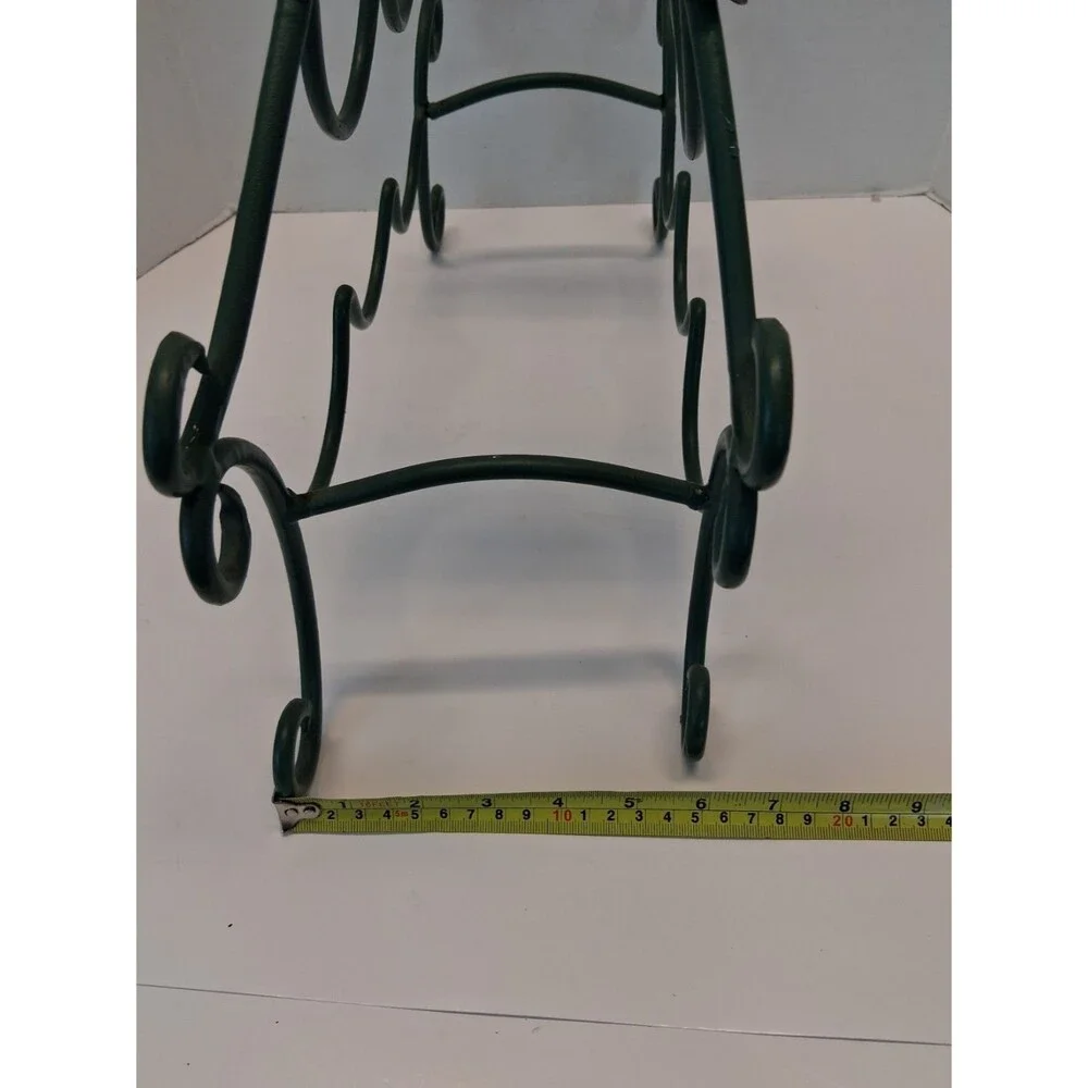 VTG Metal Grapevine Wine Rack Holder 5 Bottle Green Scrollwork Tabletop 1990s